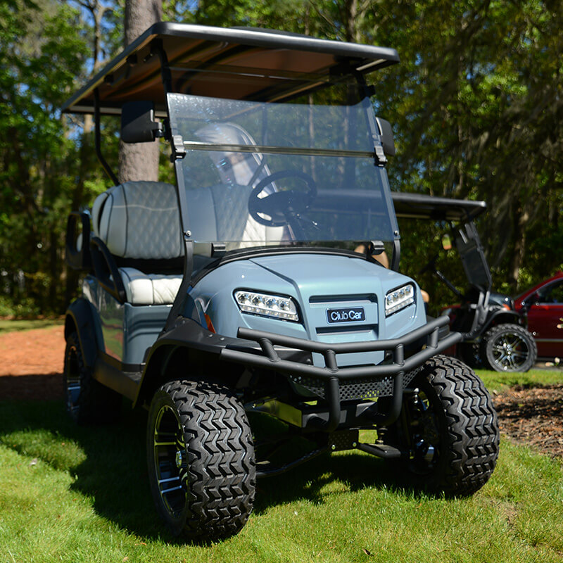 Onward Golf Car, Green, Parked on Golf Course Turf